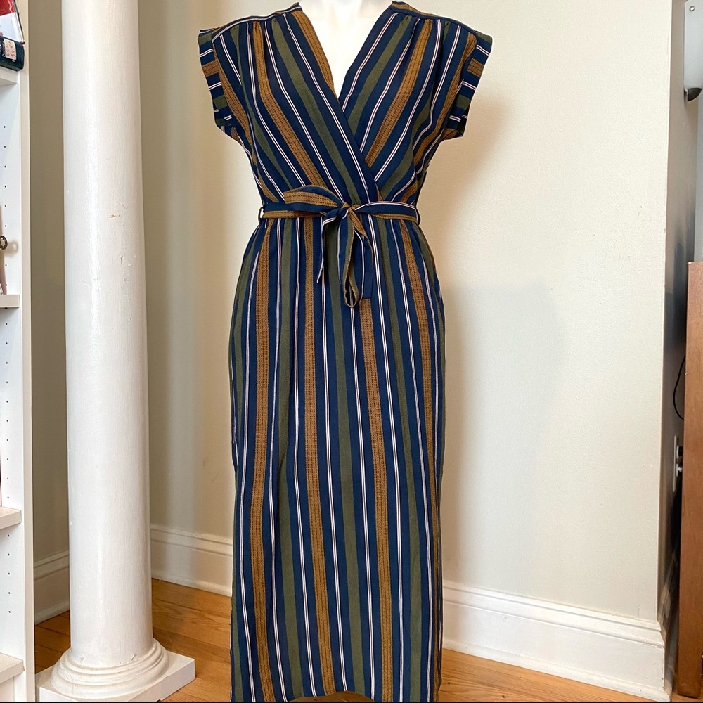 Monteau striped wrap maxi dress